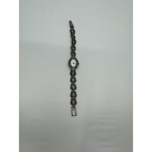 Vintage Elgin Stainless Steel Quartz Womens Watch Marcasite & Amethyst ER130-017